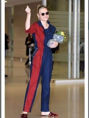 MONSE Two-Tone Colorblock Cotton Jumpsuit Navy Blue Red Sz 4 NWT